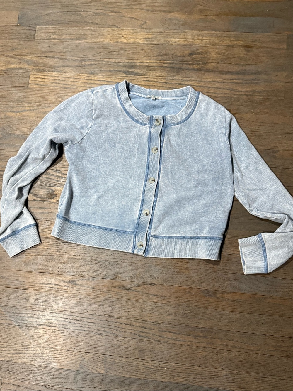 Z Supply Pale Blue Cropped Button-Up Cardigan